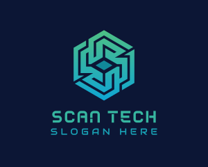 Gradient Hexagon Tech Maze logo design