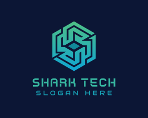 Gradient Hexagon Tech Maze logo design