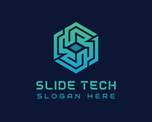 Gradient Hexagon Tech Maze logo design