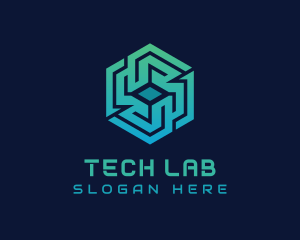 Gradient Hexagon Tech Maze logo design