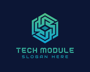 Gradient Hexagon Tech Maze logo design