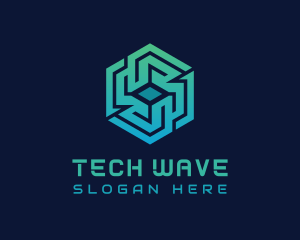 Gradient Hexagon Tech Maze logo