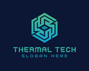 Gradient Hexagon Tech Maze logo design