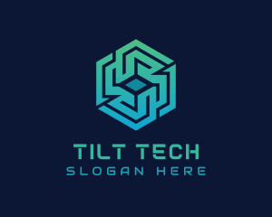 Gradient Hexagon Tech Maze logo design