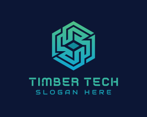 Gradient Hexagon Tech Maze logo design