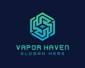 Gradient Hexagon Tech Maze logo design