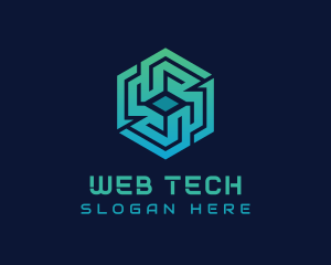 Gradient Hexagon Tech Maze logo design