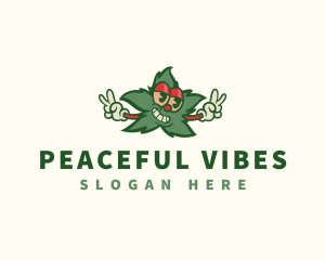 Organic Cannabis Peace logo design