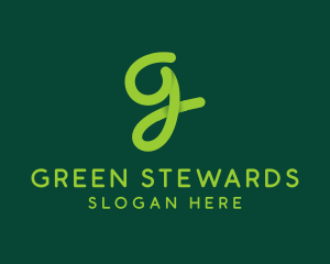 Green Cursive Loop Letter G logo design