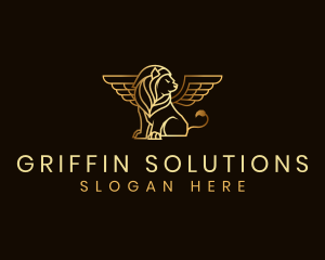 Lion Griffin Wings logo design