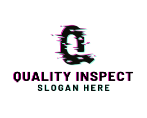 Glitch Distorted Letter Q logo design