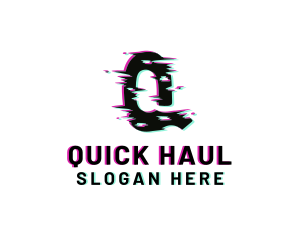 Glitch Distorted Letter Q logo design