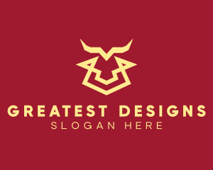 Geometric Bull Lines logo design