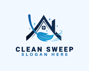 Housekeeping Cleaning Broom logo design