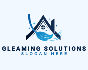 Housekeeping Cleaning Broom logo design