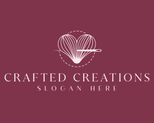 Heart Yarn Needle logo design