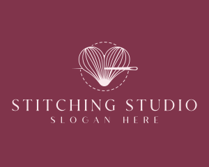 Heart Yarn Needle logo design