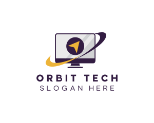 Arrow Monitor Computer Orbit logo design