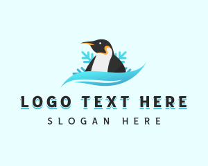 Penguin Bird Snowflake logo