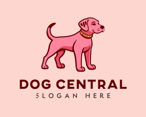 Pink Puppy Dog Cartoon logo design