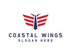 Necktie Wings Pilot logo design