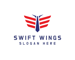 Necktie Wings Pilot logo design