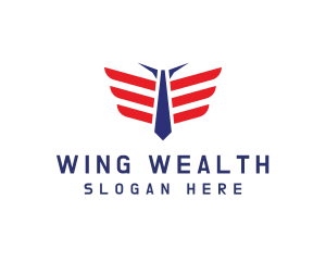 Necktie Wings Pilot logo design