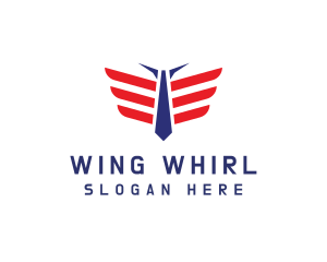 Necktie Wings Pilot logo design