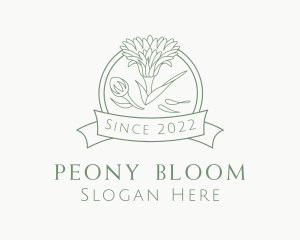 Peony Flower Banner logo design