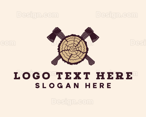 Tree Lumber Axe Woodworking Logo