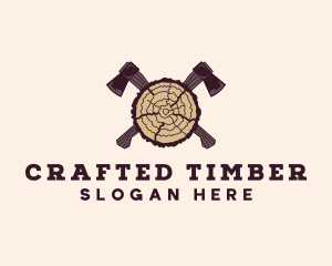 Tree Lumber Axe Woodworking logo design