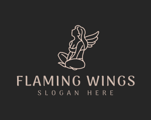 Sitting Woman Angel logo design