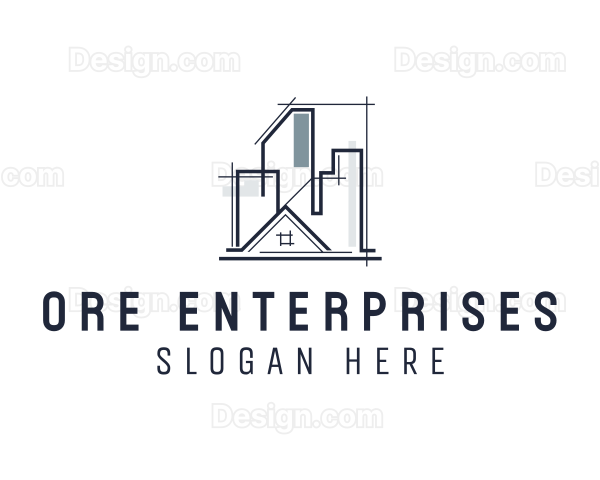 Building House Blueprint Logo