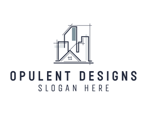 Building House Blueprint Logo