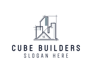 Building House Blueprint logo design