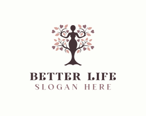 Woman Tree Yoga logo design