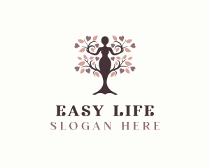 Woman Tree Yoga logo design