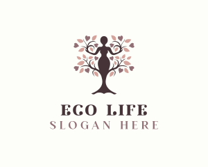 Woman Tree Yoga logo design