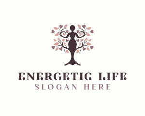 Woman Tree Yoga logo design