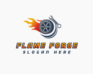 Automotive Tire Flames logo design