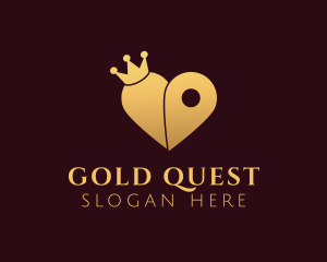 Gold Crown Heart GPS logo design