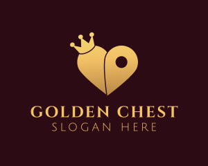 Gold Crown Heart GPS logo design