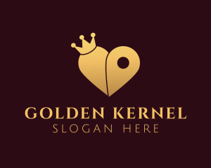 Gold Crown Heart GPS logo design