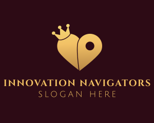 Gold Crown Heart GPS logo design