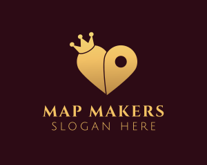 Gold Crown Heart GPS logo design