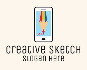 Pencil Sketch Smartphone App logo design