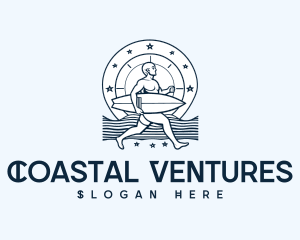 Ocean Surfboard Surfer Man logo design