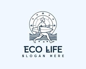 Ocean Surfboard Surfer Man logo design