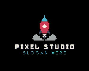 Pixelated Rocket Gaming logo design