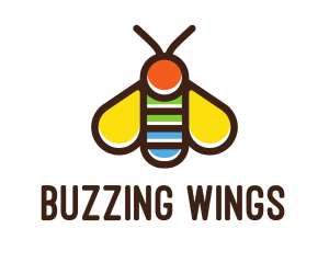 Colorful Fly Insect logo design